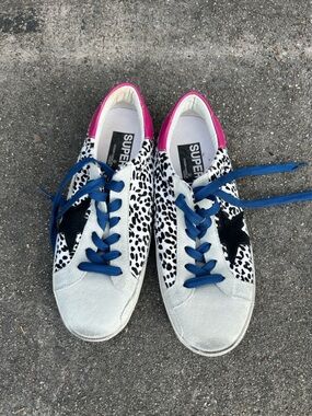 50% off sale🥂 Golden Goose Superstar classic white black cow horsy sneaker